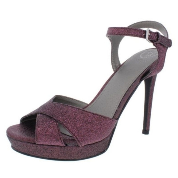 Guess Jordie Metallic Glitter Dark Purple Dress Sandals 8 - Picture 11 of 11